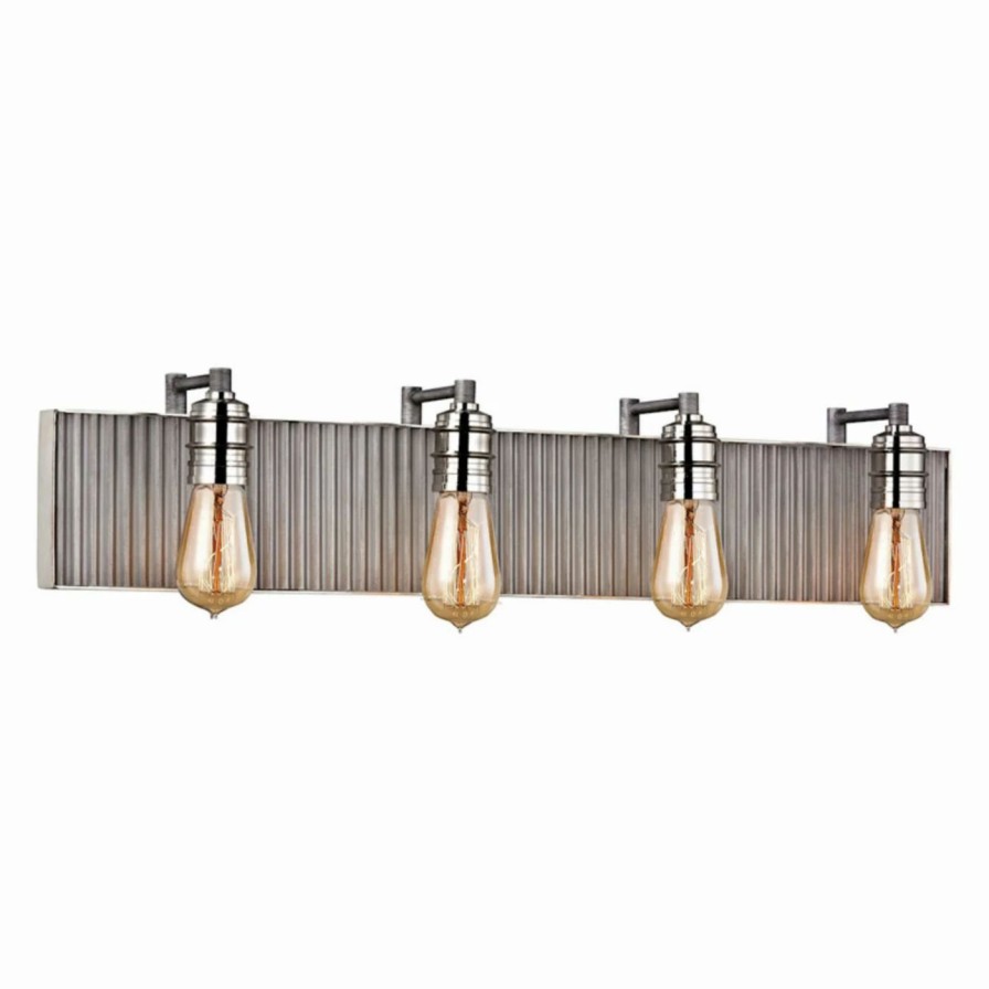 * | New Industrial Elk Lighting Corrugated Steel 15923/4 4 Light Bathroom Vanity Light