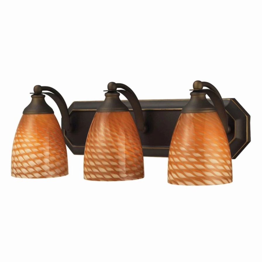 * | Outlet Transitional Elk Lighting Bath And Spa 570-3 Bathroom Vanity Light With Cocoa Shades