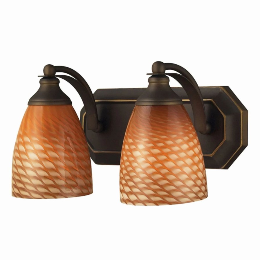 * | Outlet Transitional Elk Lighting Bath And Spa 570-2 Bathroom Vanity Light With Cocoa Shades