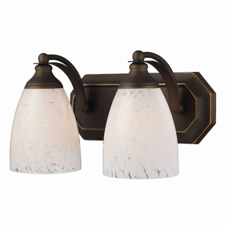 * | Top 10 Transitional Elk Lighting Bath And Spa 570-2 Bathroom Vanity Light With Snow White Glass