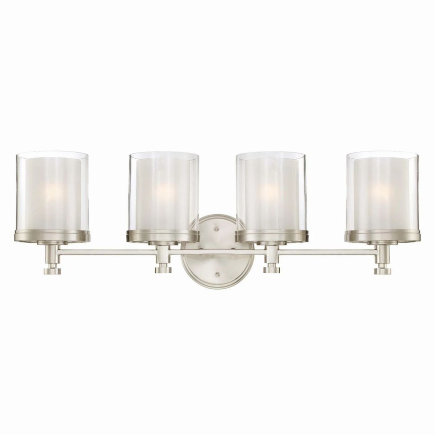 * | Top 10 Transitional Nuvo Decker 60/4644 4-Light Vanity 29.75W In. Brushed Nickel