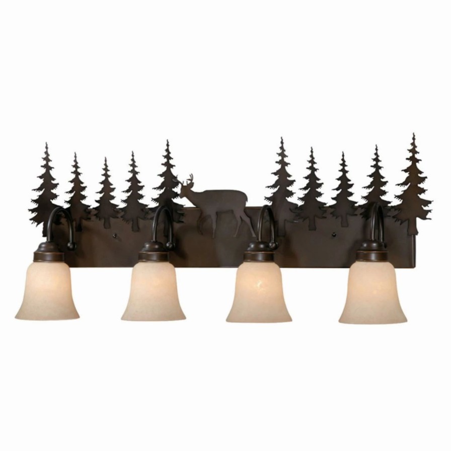 * | Discount Rustic / Southwestern Vaxcel Bryce 4-Light Vanity 33W In. Burnished Bronze