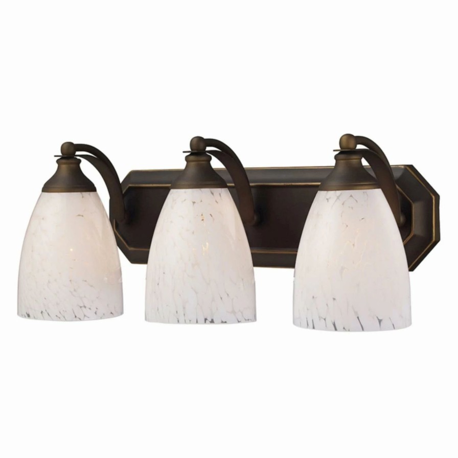 * | New Transitional Elk Lighting Bath And Spa 570-3 Bathroom Vanity Light With Snow White Glass