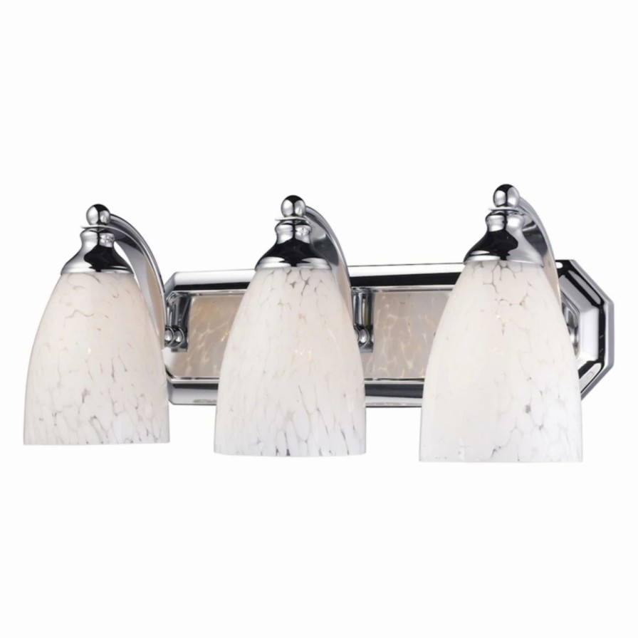 * | New Transitional Elk Lighting Bath And Spa 570-3 Bathroom Vanity Light With Snow White Glass