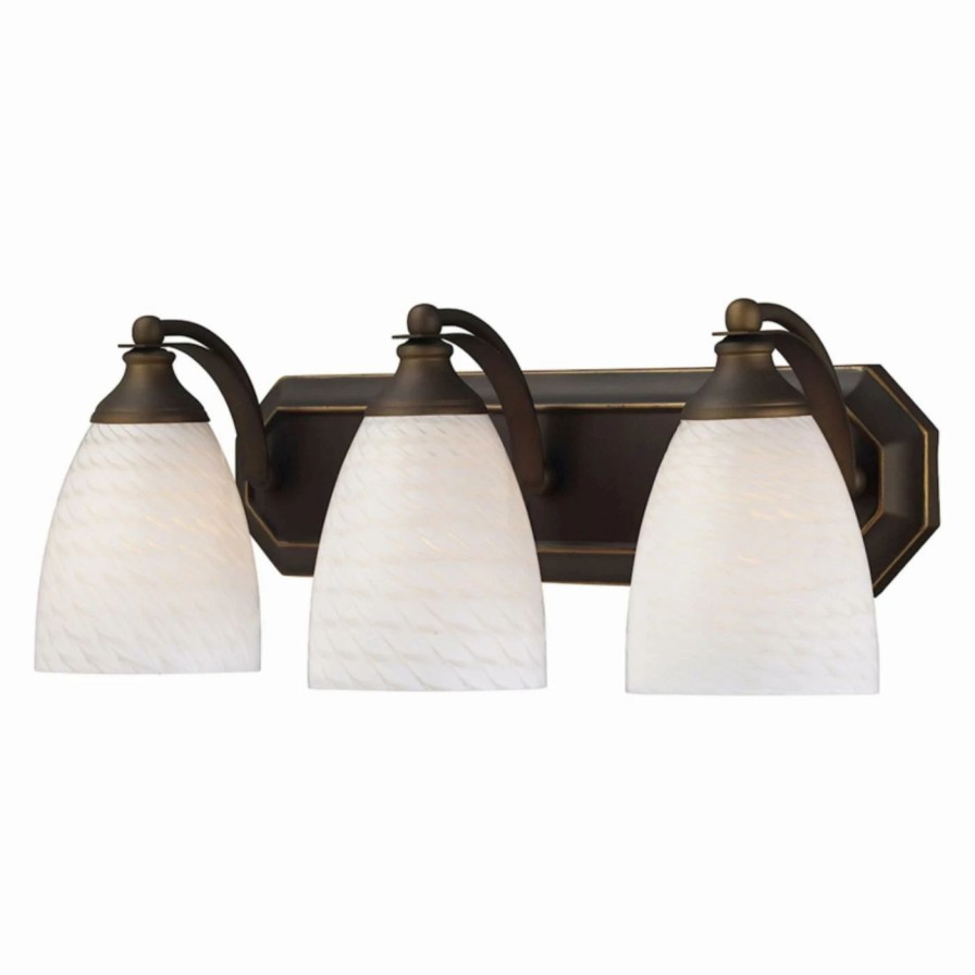 * | Budget Transitional Elk Lighting Bath And Spa 570-3 Bathroom Vanity Light With White Swirl Glass