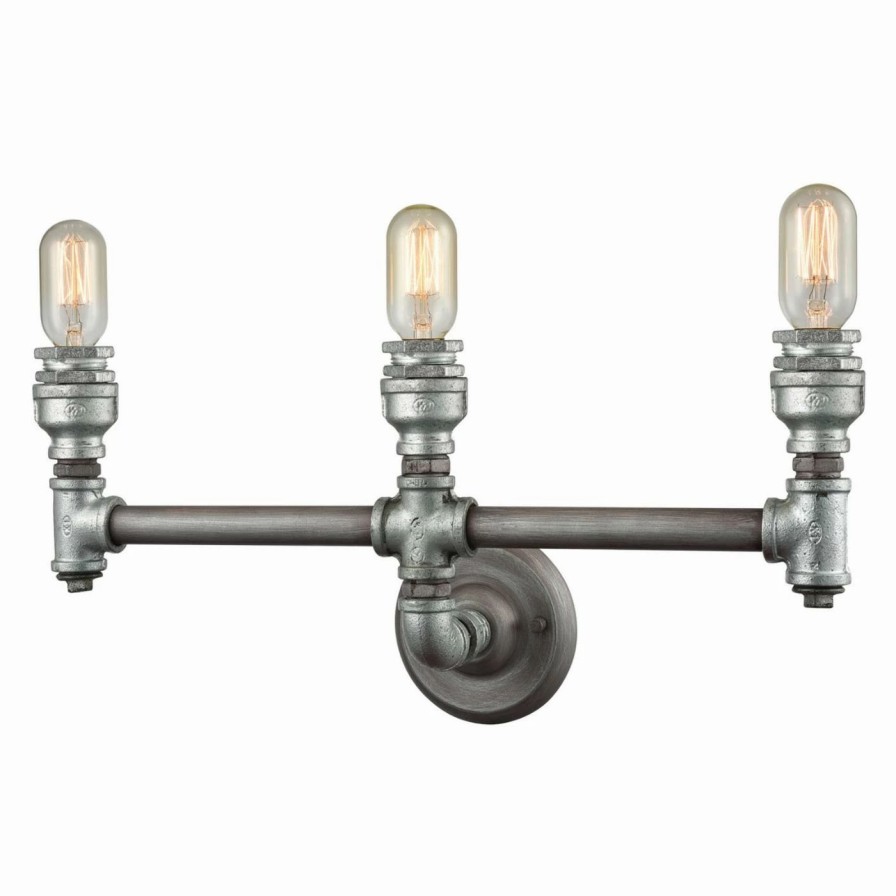 * | Outlet Industrial Elk Lighting Cast Iron Pipe 10684 3 3 Light Bathroom Vanity Light