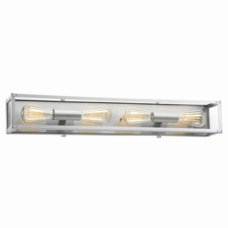 * | Outlet Industrial Progress Lighting Union Square 4 Light Bathroom Vanity Light