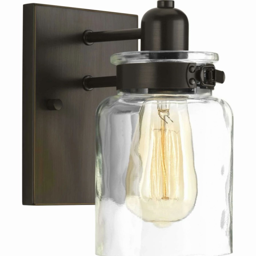 * | Outlet Industrial Progress Lighting Calhoun 1 Light Bathroom Sconce