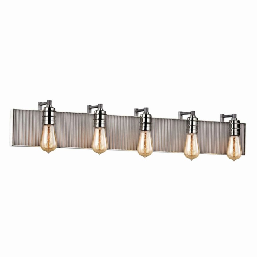 * | Top 10 Industrial Elk Lighting Corrugated Steel 15924/5 5 Light Bathroom Vanity Light