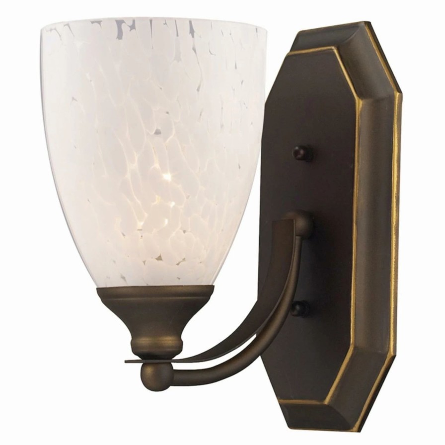 * | Promo Bathroom Sconces Elk Lighting Bath And Spa 570-1 Bathroom Vanity Light With Snow White Glass