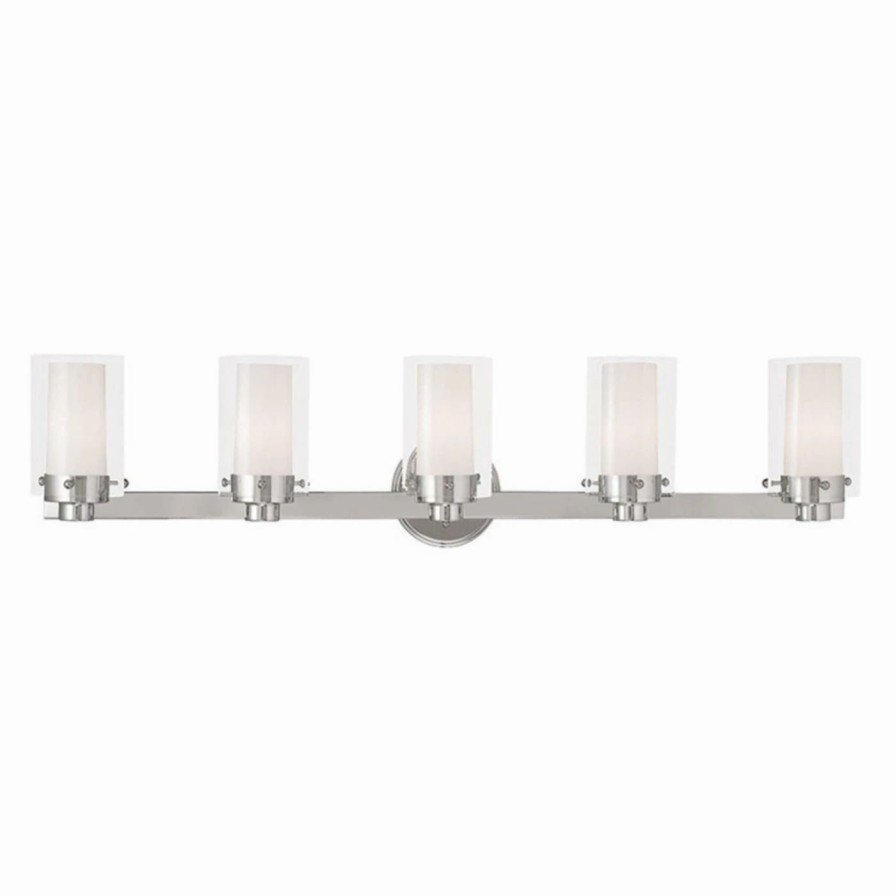 * | Cheapest Modern / Contemporary Livex Lighting Manhattan 15455 5 Light Bathroom Vanity Light