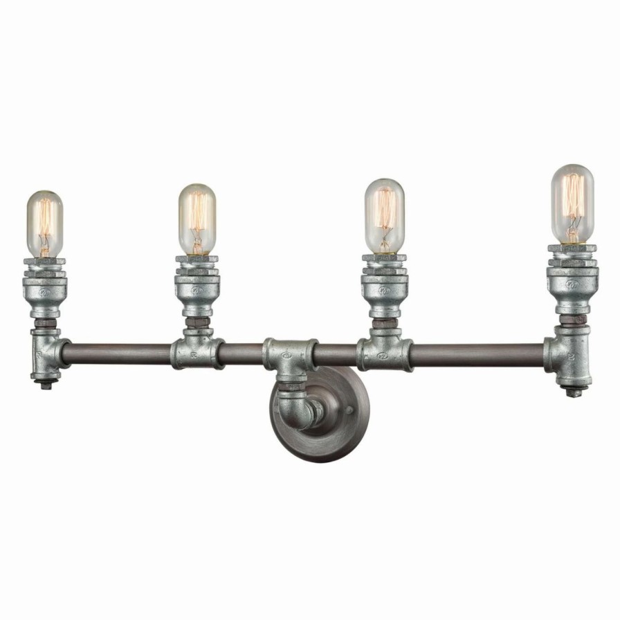 * | Hot Sale Industrial Elk Lighting Cast Iron Pipe 10685 4 4 Light Bathroom Vanity Light