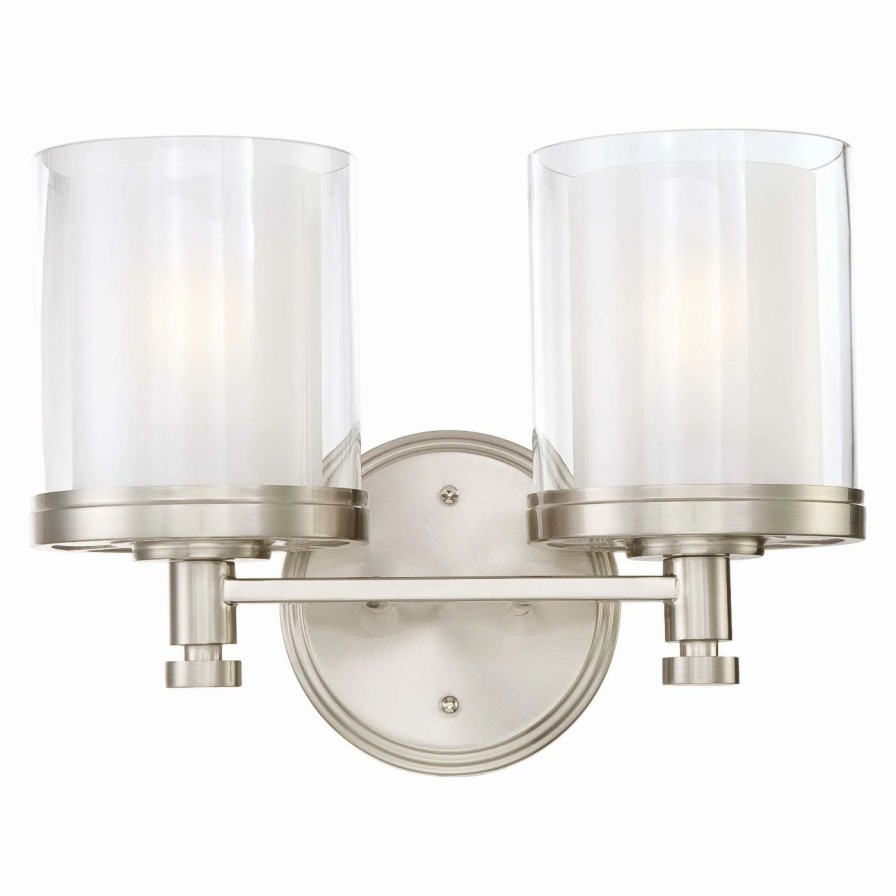 * | Outlet Transitional Nuvo Decker 60/4642 2-Light Vanity 13.75W In. Brushed Nickel