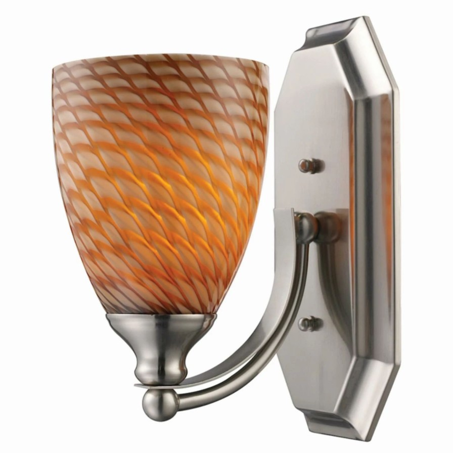 * | Wholesale Bathroom Sconces Elk Lighting Bath And Spa 570-1 Bathroom Vanity Light With Cocoa Glass