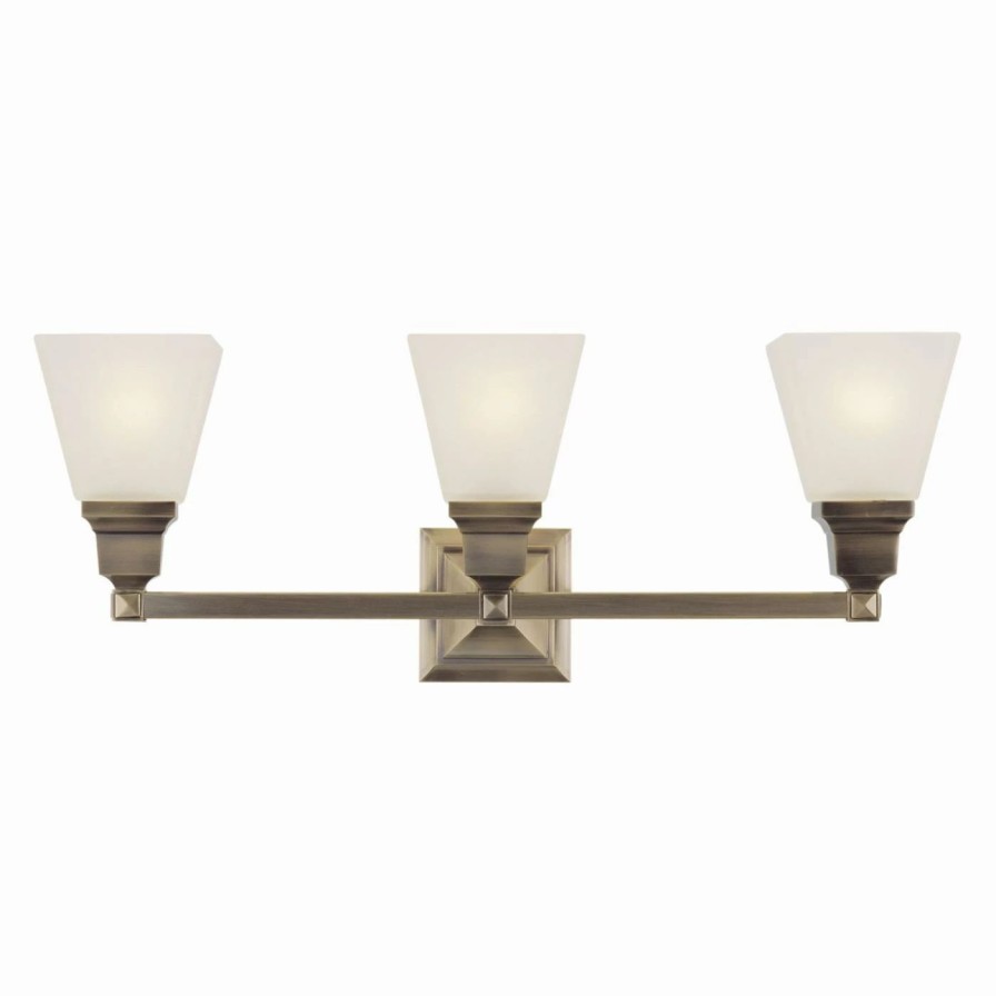 * | Best Deal Livex Lighting Modern / Contemporary Livex Mission 1033-01 3-Light Bathroom Wall Light 25W In. Antique Brass