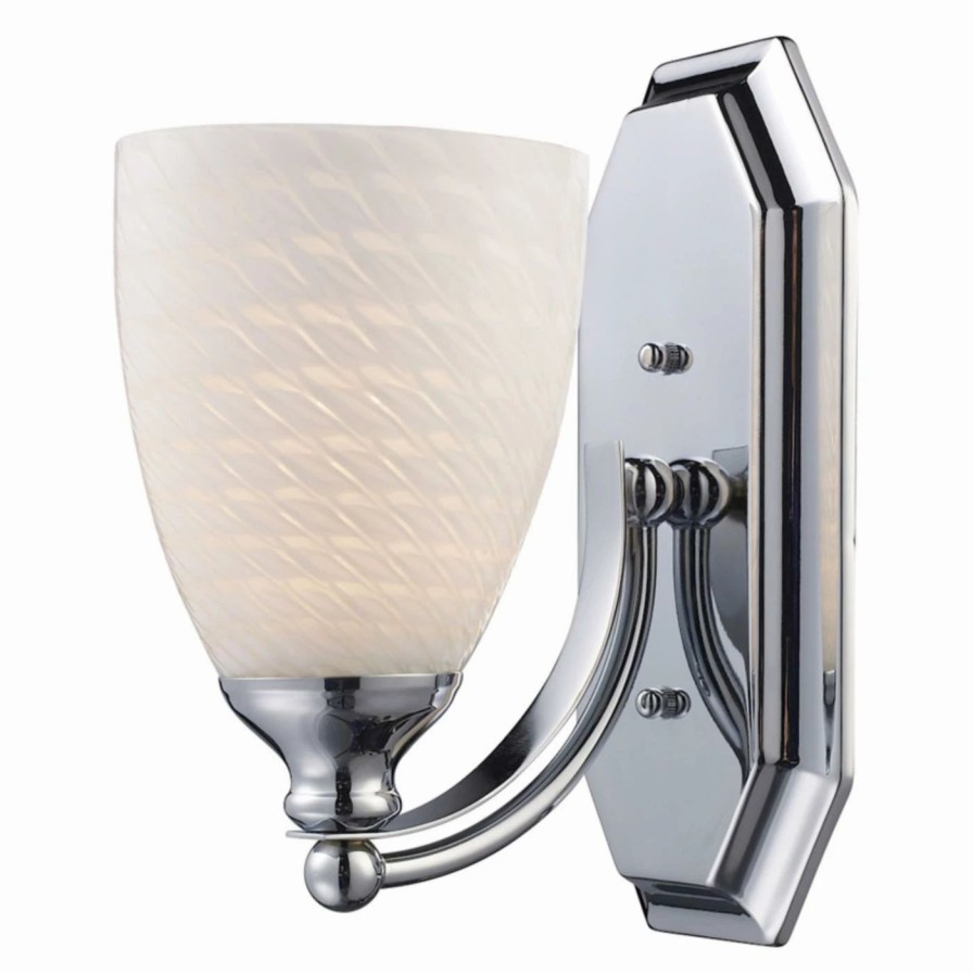 * | Wholesale Bathroom Sconces Elk Lighting Bath And Spa 570-1 Bathroom Vanity Light With White Swirl Glass