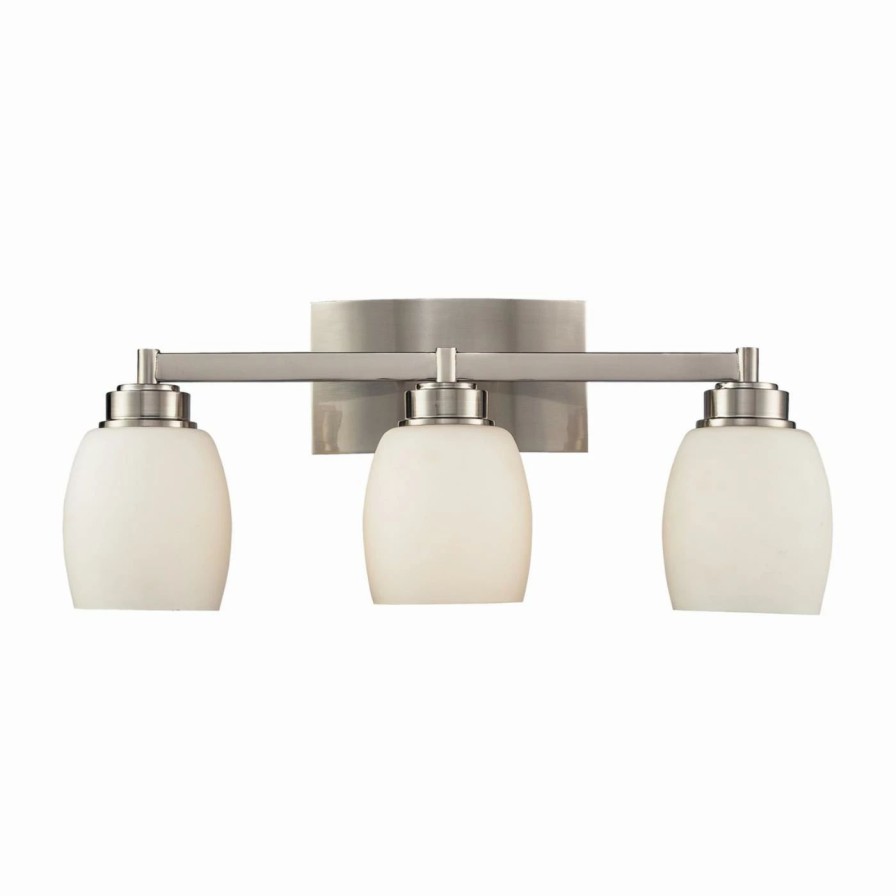 * | Flash Sale Traditional Elk Lighting Northport 3-Light Bathroom Vanity Light 17102/3 20W In. Satin Nickel