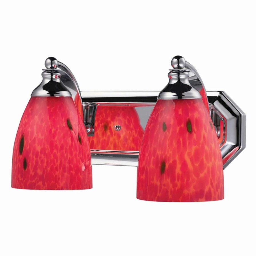 * | Top 10 Transitional Elk Lighting Bath And Spa 570-2 Bathroom Vanity Light With Fire Red Glass